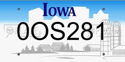 0OS281 Iowa License Plate