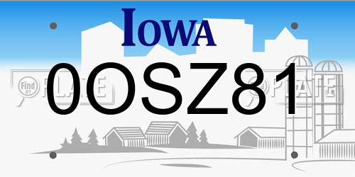 0OSZ81 Iowa License Plate