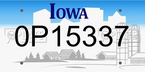 0P15337 Iowa License Plate