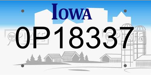 0P18337 Iowa License Plate