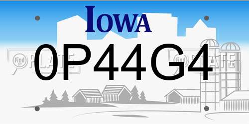 0P44G4 Iowa License Plate