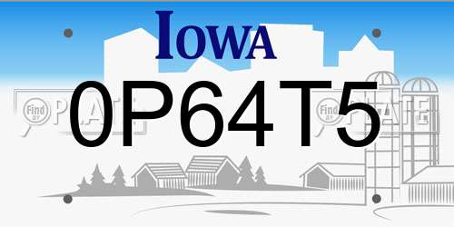 0P64T5 Iowa License Plate