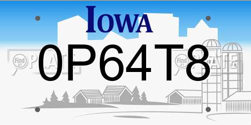 0P64T8 Iowa License Plate