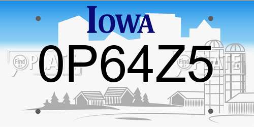 0P64Z5 Iowa License Plate