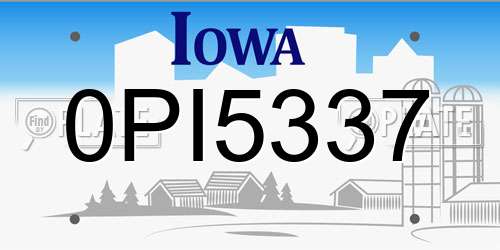 0PI5337 Iowa License Plate