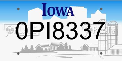 0PI8337 Iowa License Plate