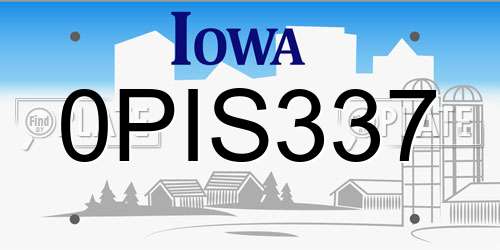 0PIS337 Iowa License Plate