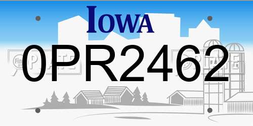 0PR2462 Iowa License Plate