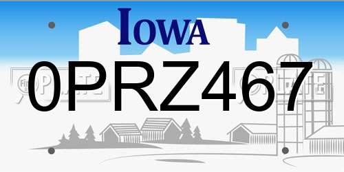 0PRZ467 Iowa License Plate