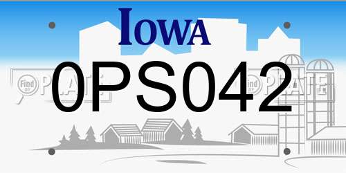 0PS042 Iowa License Plate