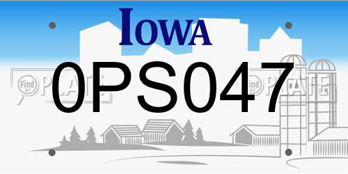 0PS047 Iowa License Plate