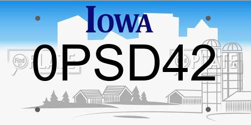 0PSD42 Iowa License Plate
