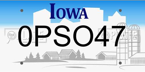 0PSO47 Iowa License Plate