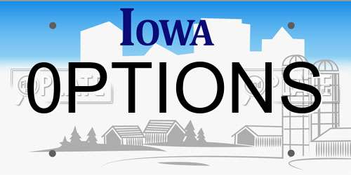 0PTIONS Iowa License Plate