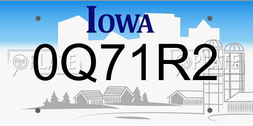 0Q71R2 Iowa License Plate