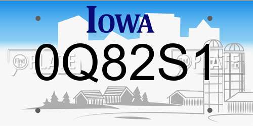 0Q82S1 Iowa License Plate