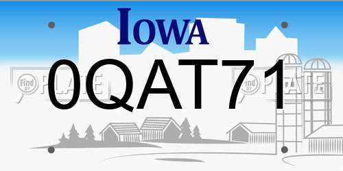 0QAT71 Iowa License Plate