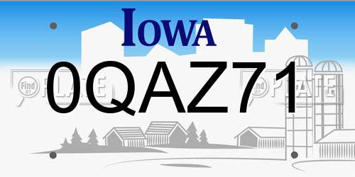 0QAZ71 Iowa License Plate