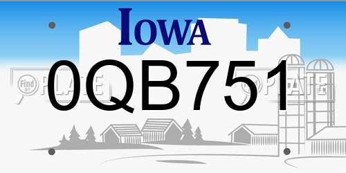 0QB751 Iowa License Plate