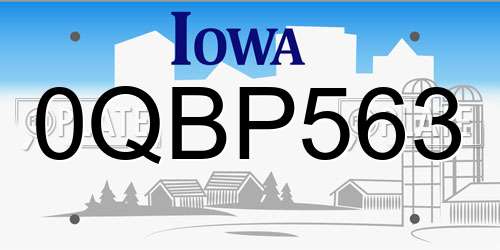 0QBP563 Iowa License Plate