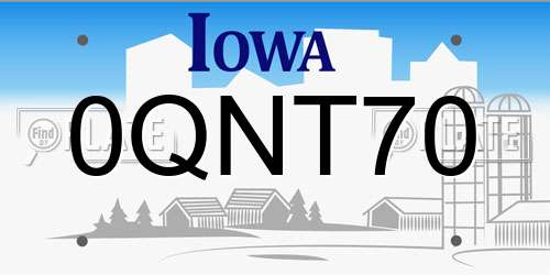 0QNT70 Iowa License Plate