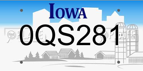 0QS281 Iowa License Plate