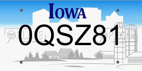 0QSZ81 Iowa License Plate