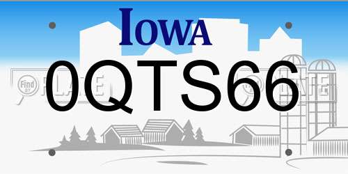 0QTS66 Iowa License Plate