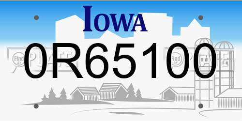 0R65100 Iowa License Plate