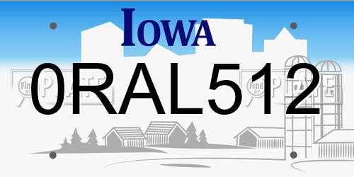 0RAL512 Iowa License Plate