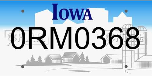 0RM0368 Iowa License Plate