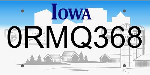 0RMQ368 Iowa License Plate