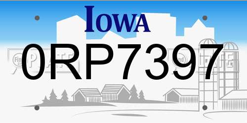 0RP7397 Iowa License Plate