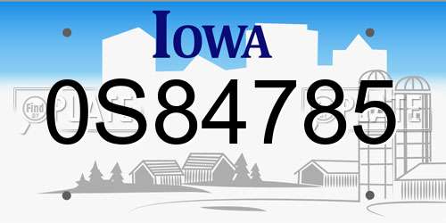 0S84785 Iowa License Plate