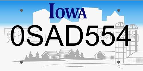 0SAD554 Iowa License Plate