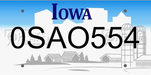 0SAO554 Iowa License Plate