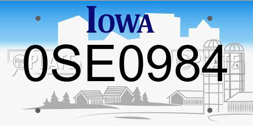 0SE0984 Iowa License Plate