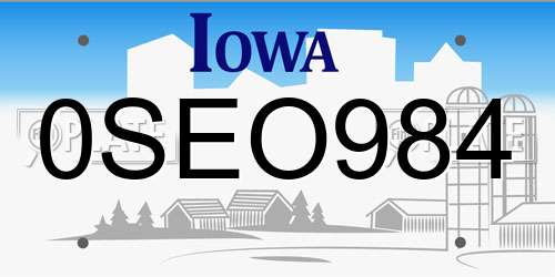 0SEO984 Iowa License Plate