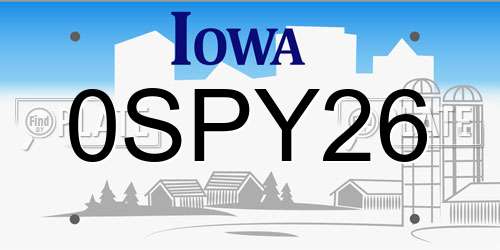 0SPY26 Iowa License Plate