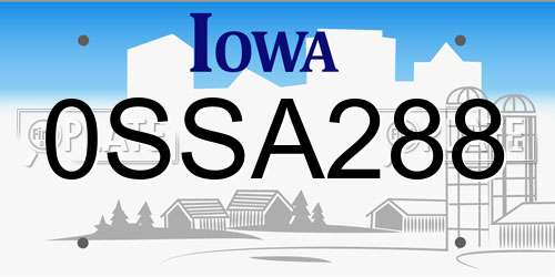 0SSA288 Iowa License Plate