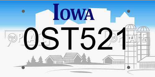 0ST521 Iowa License Plate