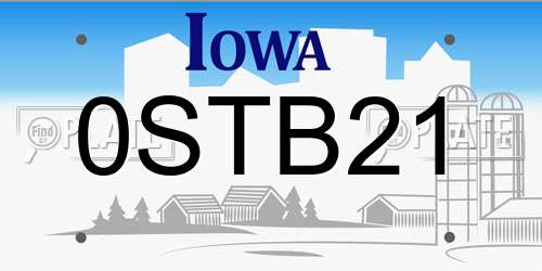 0STB21 Iowa License Plate