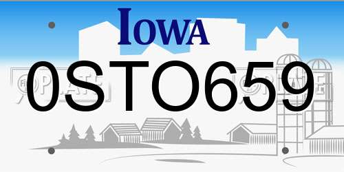 0STO659 Iowa License Plate