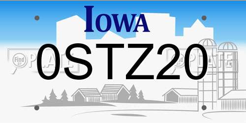 0STZ20 Iowa License Plate
