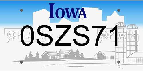 0SZS71 Iowa License Plate