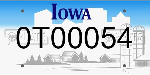 0T00054 Iowa License Plate