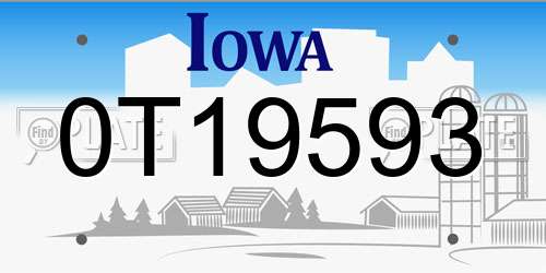 0T19593 Iowa License Plate