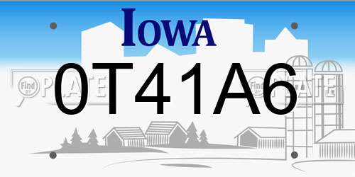 0T41A6 Iowa License Plate