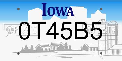 0T45B5 Iowa License Plate