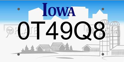 0T49Q8 Iowa License Plate